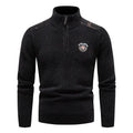 Men's velvet stand collar thickened sweater in beige, straight cut pullover with long sleeves.