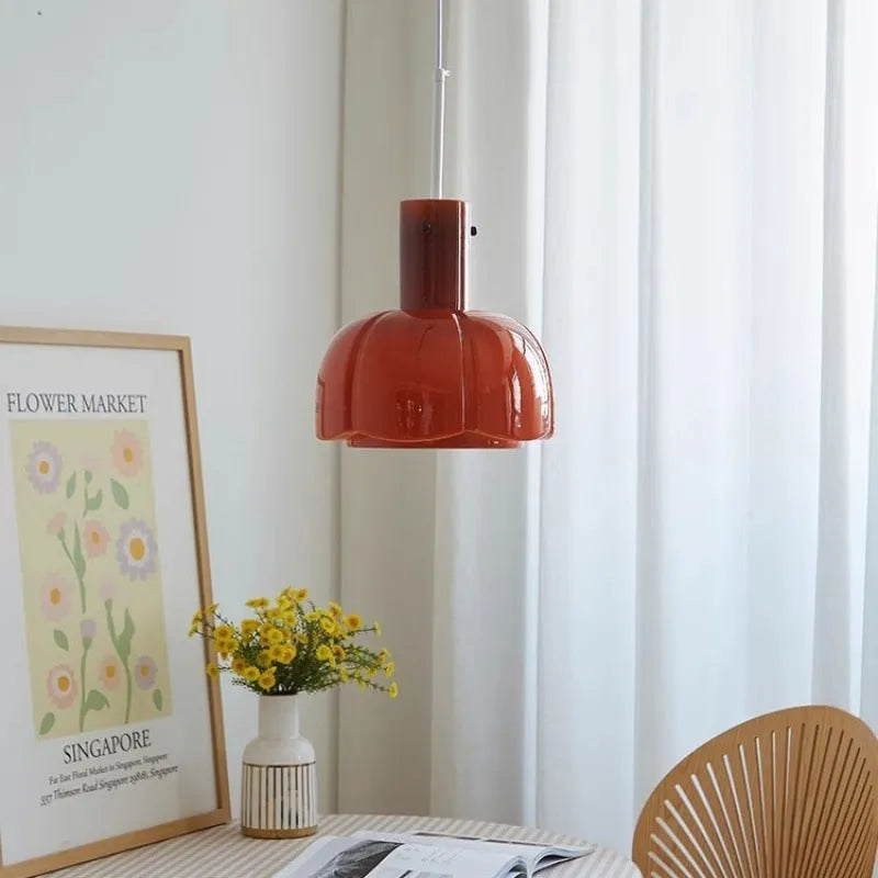 Medieval style glass bud chandelier pendant light for dining room or bedroom.