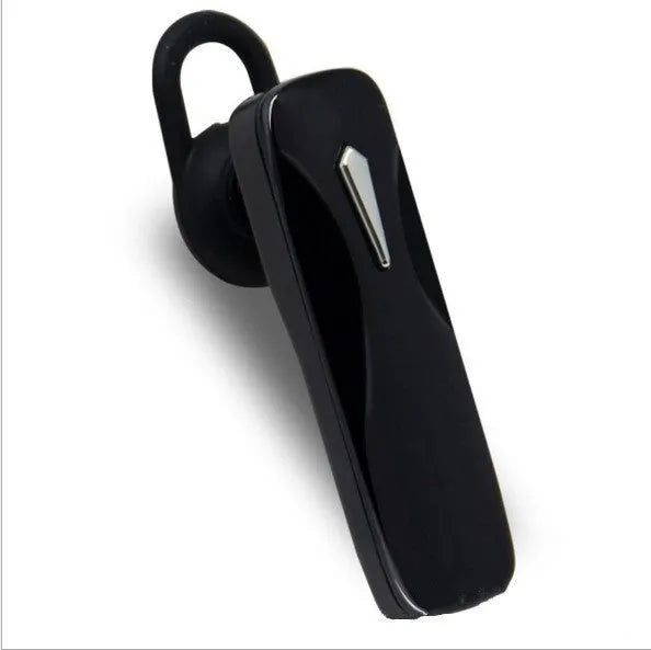 M163 black and white car Bluetooth headset for hands-free calls and music with selfie control.