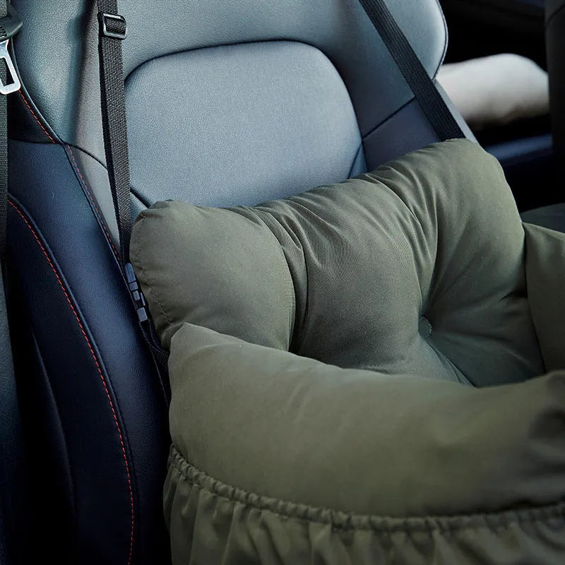 Green cloth pet car bed safety seat for dogs cats S and L sizes