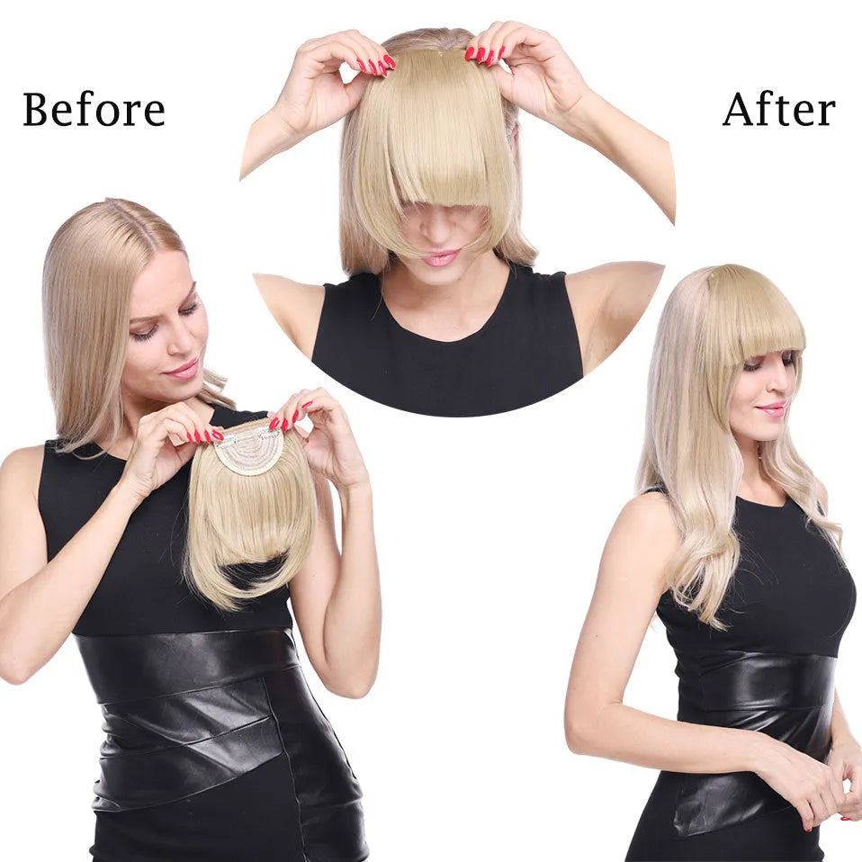 Synthetic blunt bangs hairpiece 22cm straight clip-in fringe in multiple colours