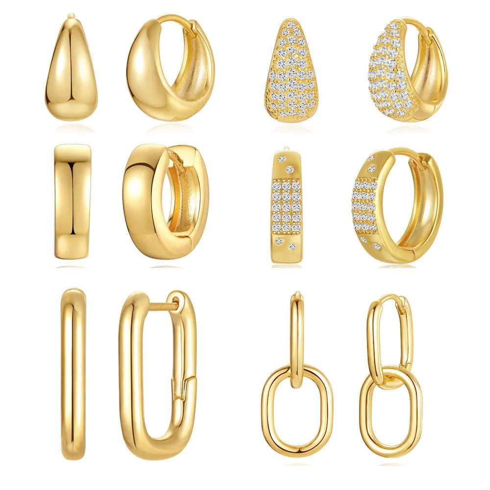 Brass diamond earclip earrings with geometric round design in golden electroplated finish