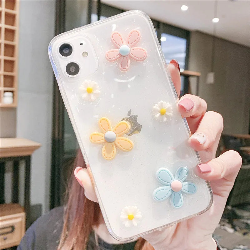 Soft rubber iPhone case with New Year's flowers and Xuanya flowers design in picture colour.