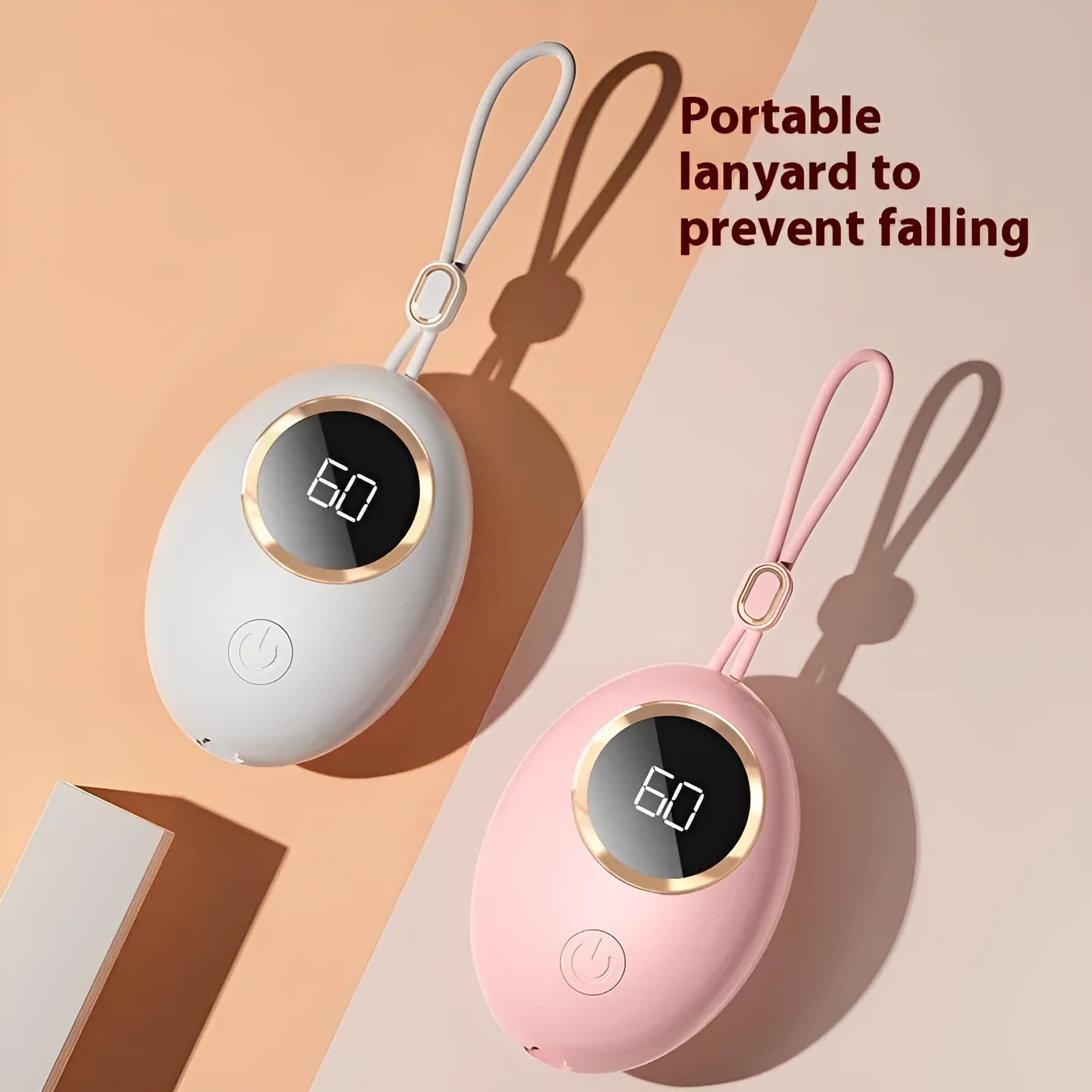 USB digital display hand warmer power bank in pink colour with aluminium heating technology