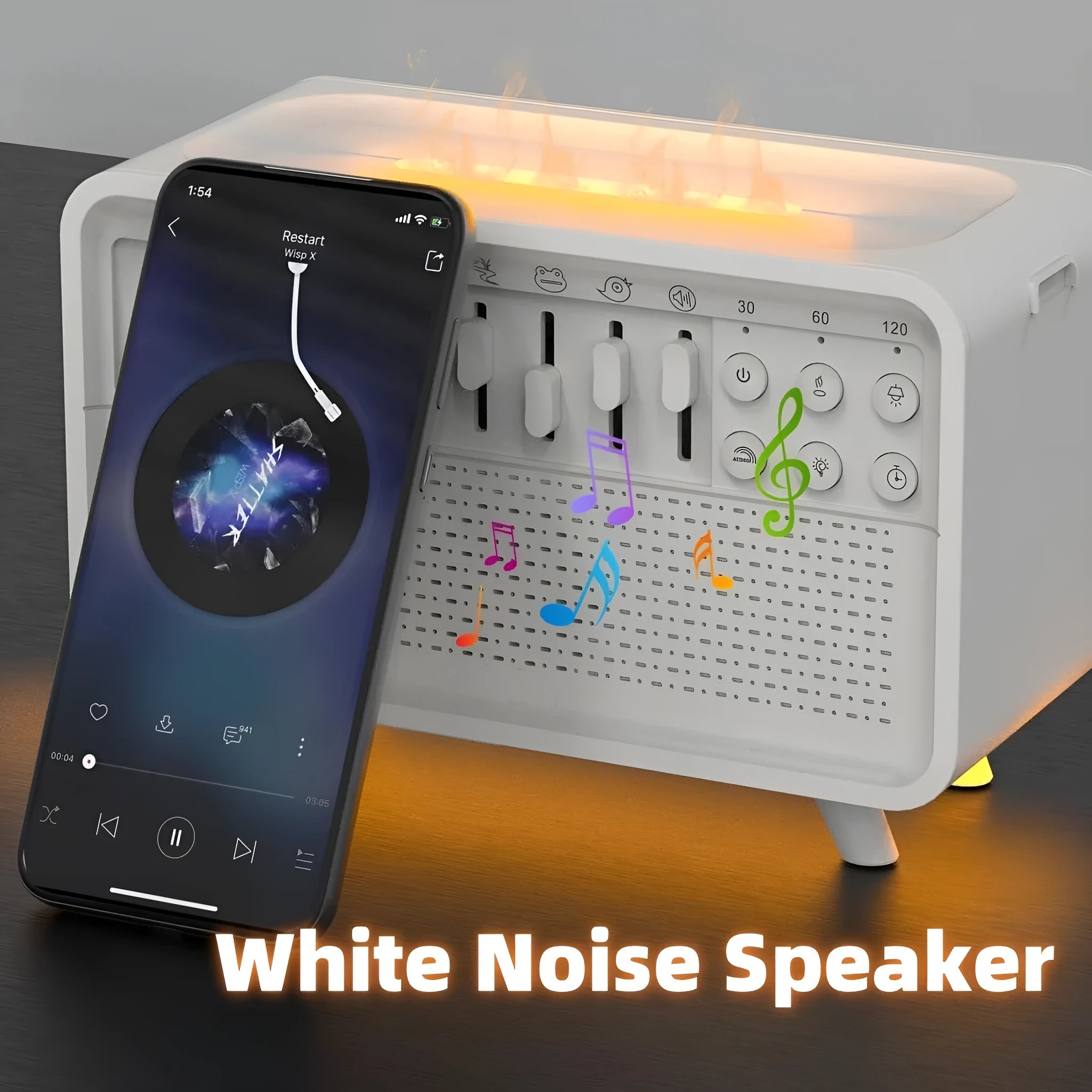 White geometric European style Bluetooth speaker white noise humidifier night light device