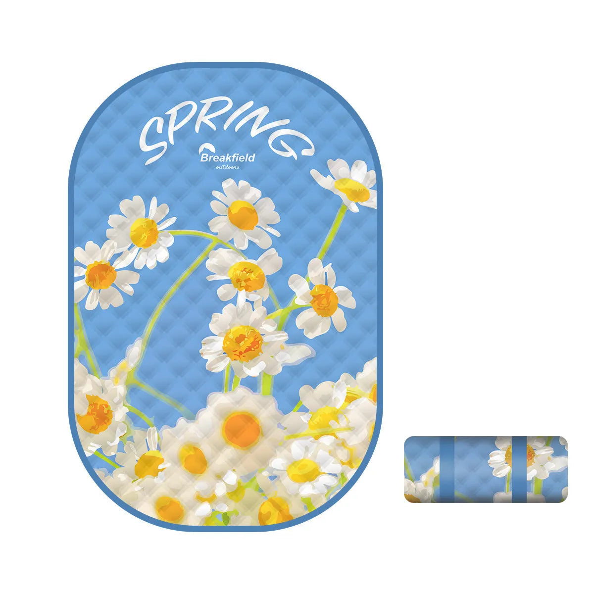 Waterproof ultrasonic thickening outdoor camping mat in a Four Seasons series colour laid on grass