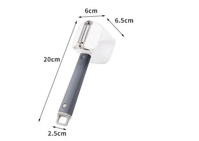 Stainless steel kitchen peeler with PP plastic handle in choice of green, grey, or red colours