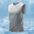 Men's loose fit sleeveless waistcoat in solid colours including blue, grey, black and white.