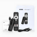 Black Android 4K network player S905Y4 with Bluetooth remote control on desk