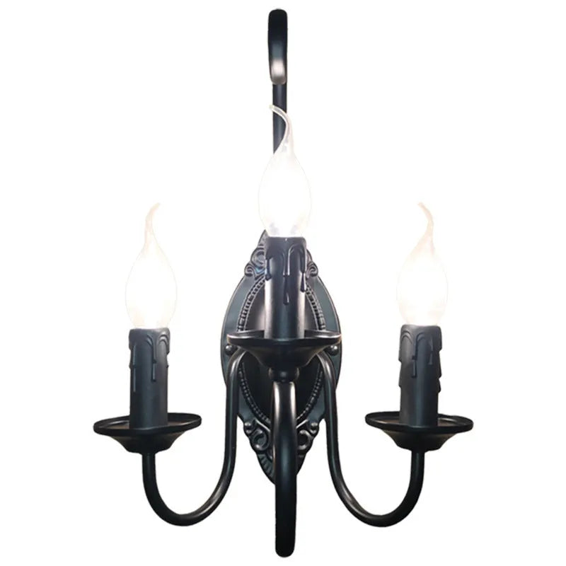European style black iron double-headed wall lamp 220V indoor lighting