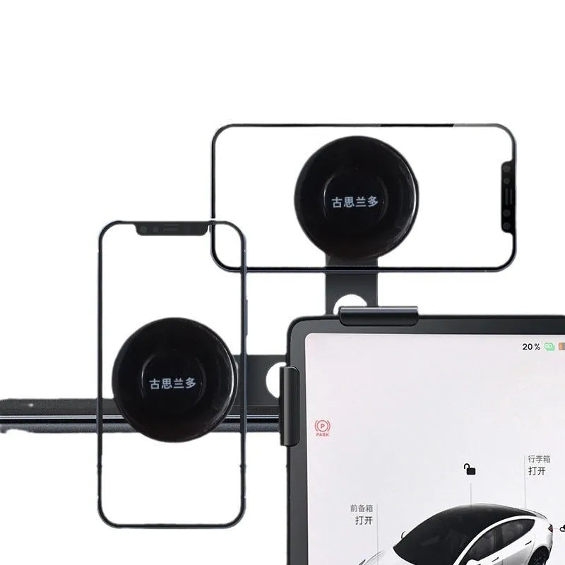 Vacuum adsorption on-board bracket for Tesla, 3 in 1 design with display clip for 4.5-6.5 inch phones