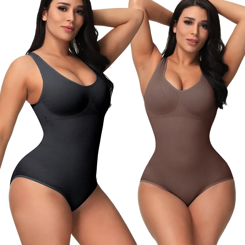 Seamless women's corset bodysuit shapewear in nylon fabric for waist and hip support