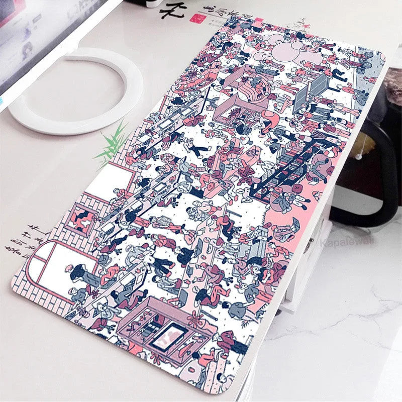 All black extra long mouse pad 300x800x3mm rubber cloth surface for keyboard and desk use