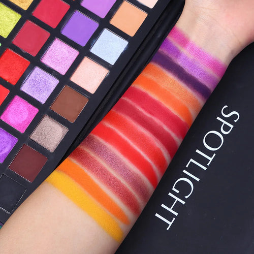 40 colour eye shadow palette with shimmer and matte shades in a paper box