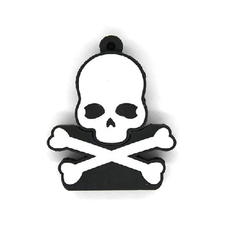 Halloween skeleton skull shaped USB flash drive on a keychain, showing PVC shell in a selected style.