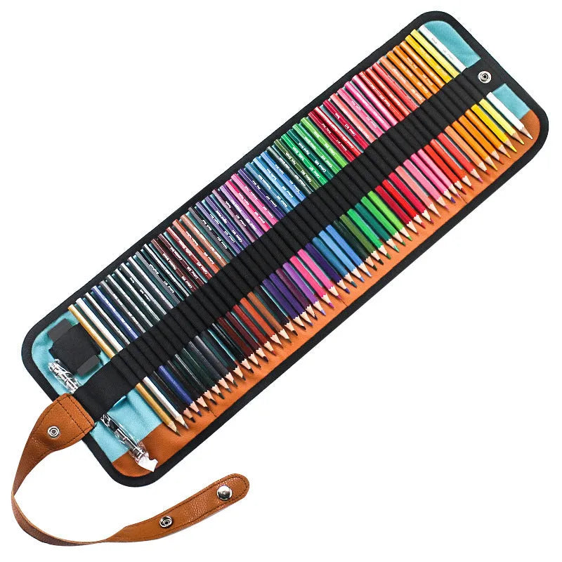 Set of 50 wooden coloured pencils in oil-based formulation with protective storage case