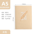 Imitation leather 2024 English schedule book in blue with 365 days daily planner, A5 size, thread stitching binding