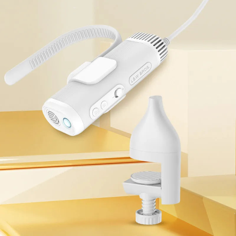 Pet halter hair dryer bracket in white or green, neck-hanging holder for hands-free pet grooming