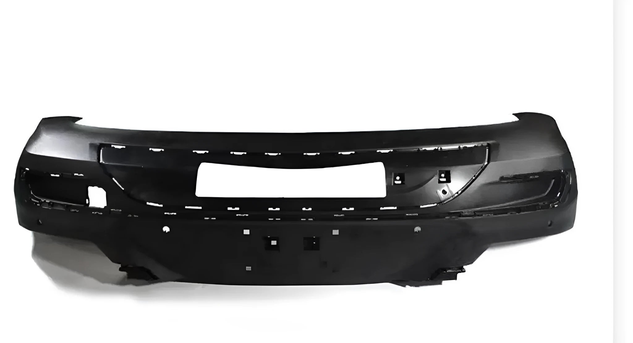 Black plastic car bumper for front or rear vehicle protection