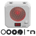 Dry fire laser target with magnetic plate and four replaceable target rings on a metal surface