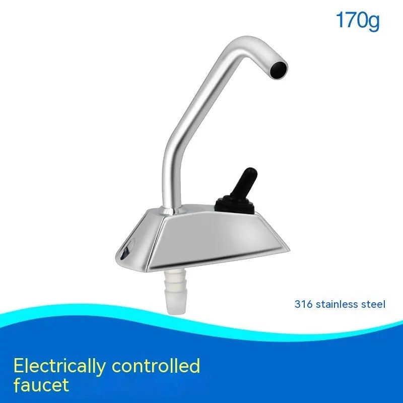 Electronic control RV kitchen faucet with mirror polished 316 stainless steel finish