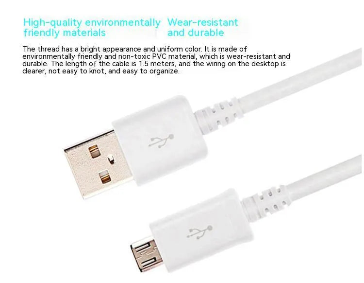 Black and white Android universal data cable with Micro USB connector for charging and data transfer