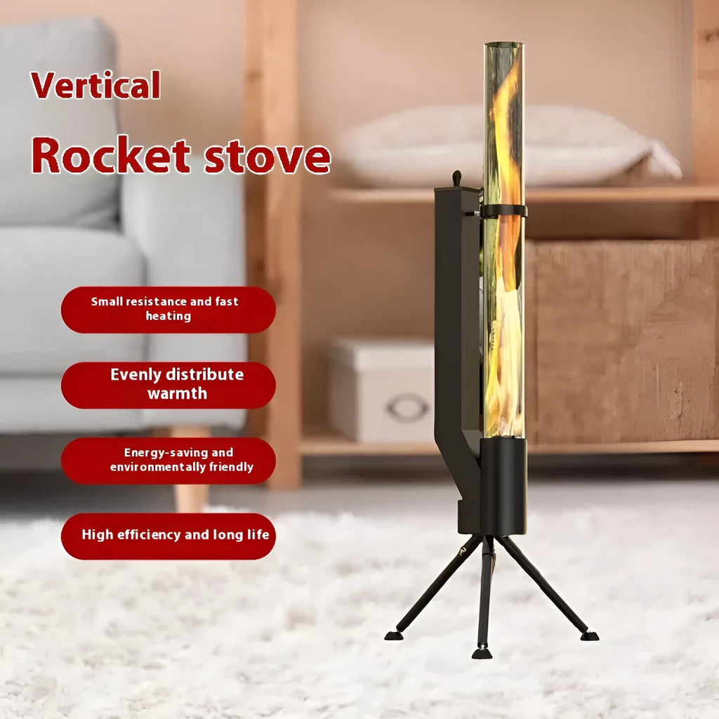 Vertical iron rocket furnace heating stove for courtyard garden outdoor use