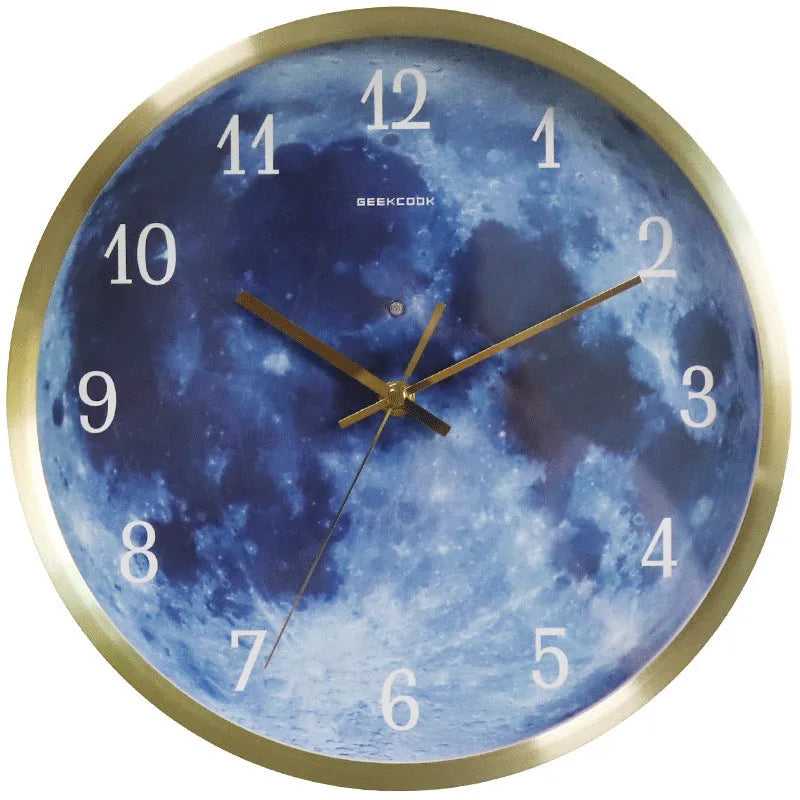 12-inch 30cm sound control luminous wall clock with blue moon design and silent movement