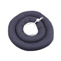 Blue adjustable Elizabethan recovery collar for a dog, showing the spring buckle and padded interior.