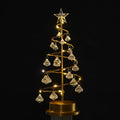 Gold crystal Christmas tree LED light with warm glow, star topper, 33cm tall, on a tabletop