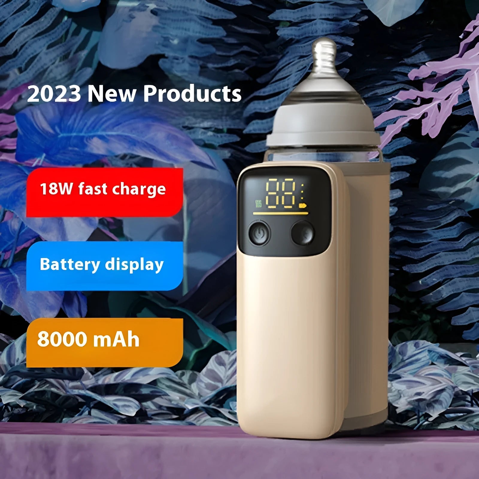 Baby bottle insulation sleeve with USB charger showing universal design for milk warming