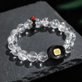 Natural white crystal ebony five warp bracelet showing handcrafted ethnic style and unisex design