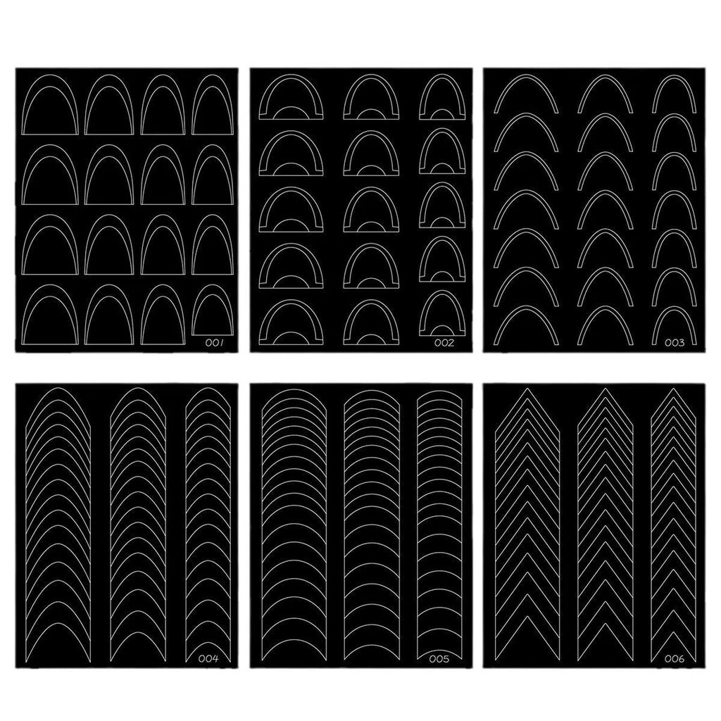 Ultra-thin seamless nail art sticker template with plaid French pattern for gradient and spray use