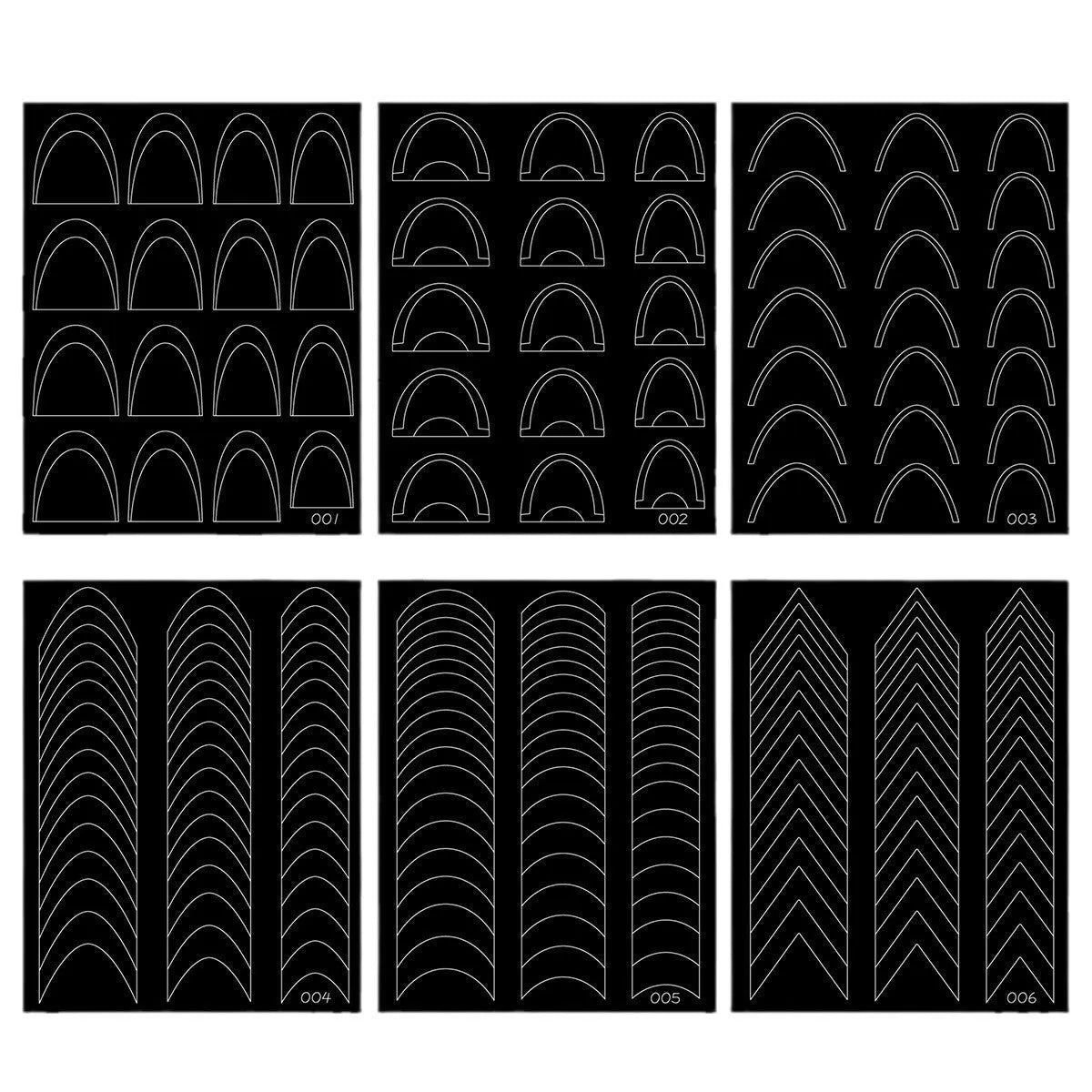 Ultra-thin seamless nail art sticker template with plaid French pattern for gradient and spray use