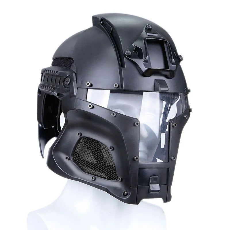 Medieval iron warrior helmet in Black, Earthy, Green or Grey, adjustable 54-64cm, lens or steel mesh version.