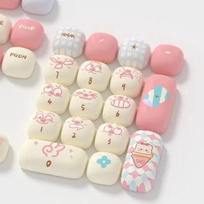 Sublimation printed cartoon pig party theme keycap set for mechanical keyboards with 139 keys