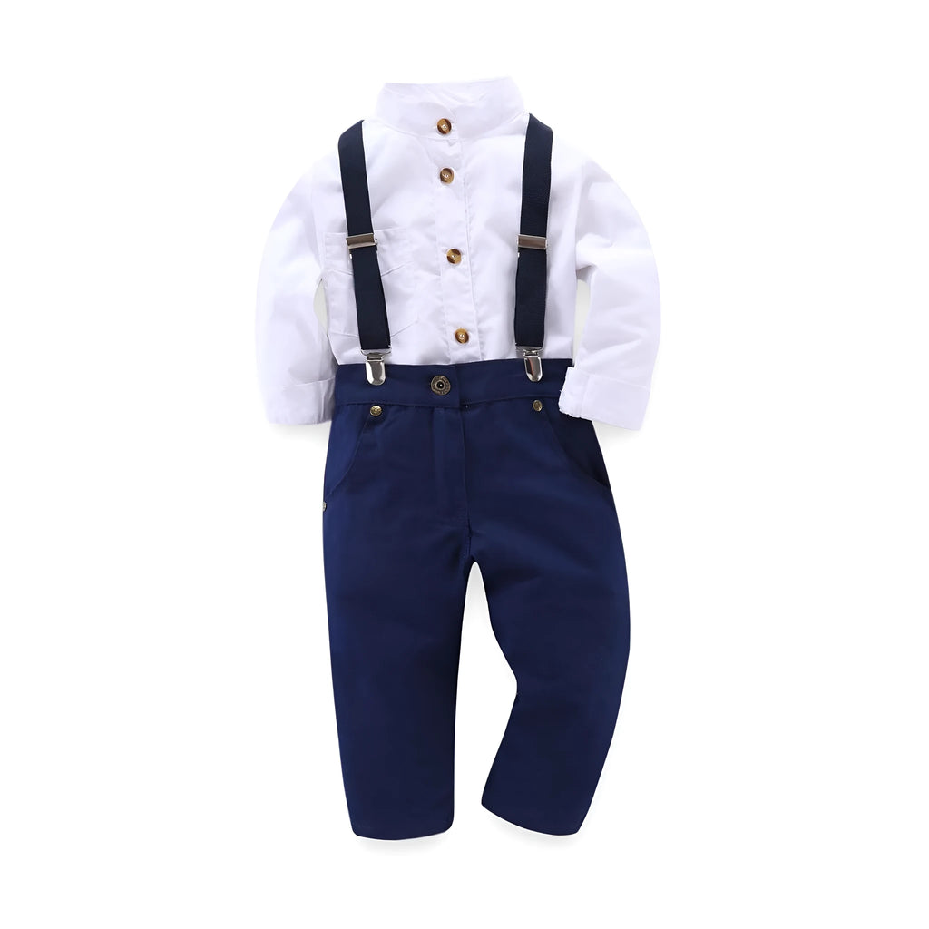 Blue children's suit for boys in regenerated cellulose fibre with European and American styling