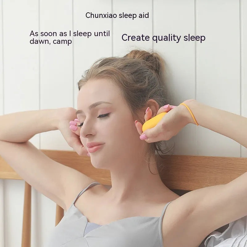 Intelligent hand grip insomnia help device with remote control in spring dawn bright blue colour.