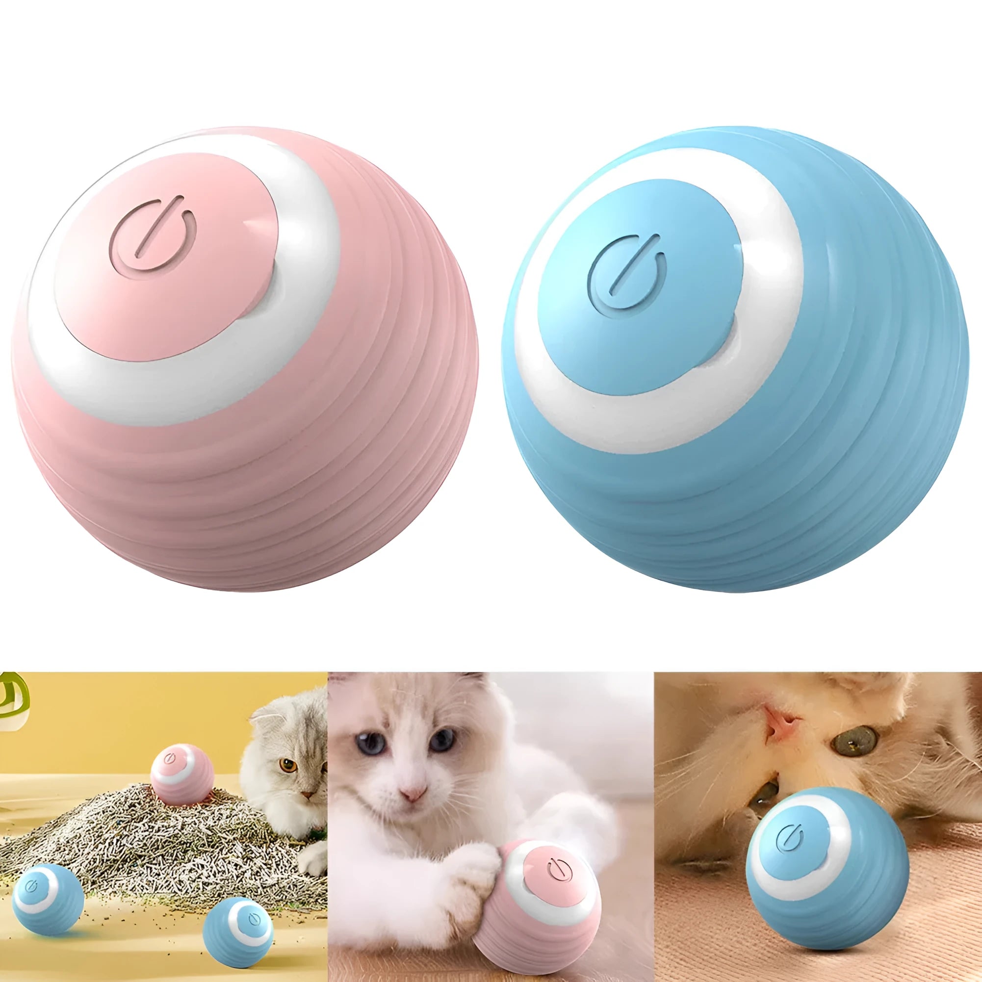 Automatic moving bouncing rolling ball smart cat toy in blue colour with silicone construction