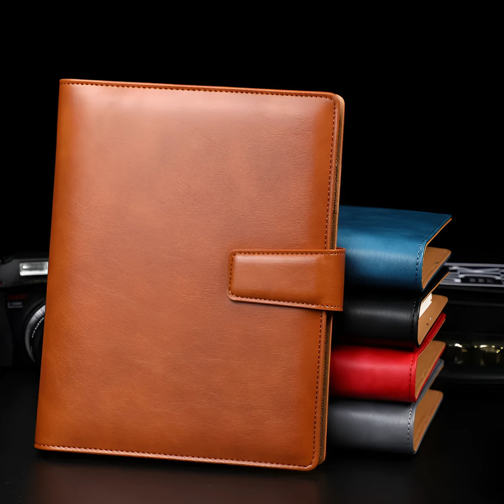 A5 PU leather buckle 6-hole clip notebook in black, 18x23.3cm, with 80 sheets of Daolin paper