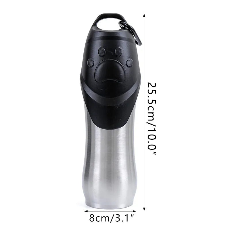 Stainless steel pet water bottle in 350ml, 600ml, or 750ml, in 201 or 304 steel and blue, red, or natural colour