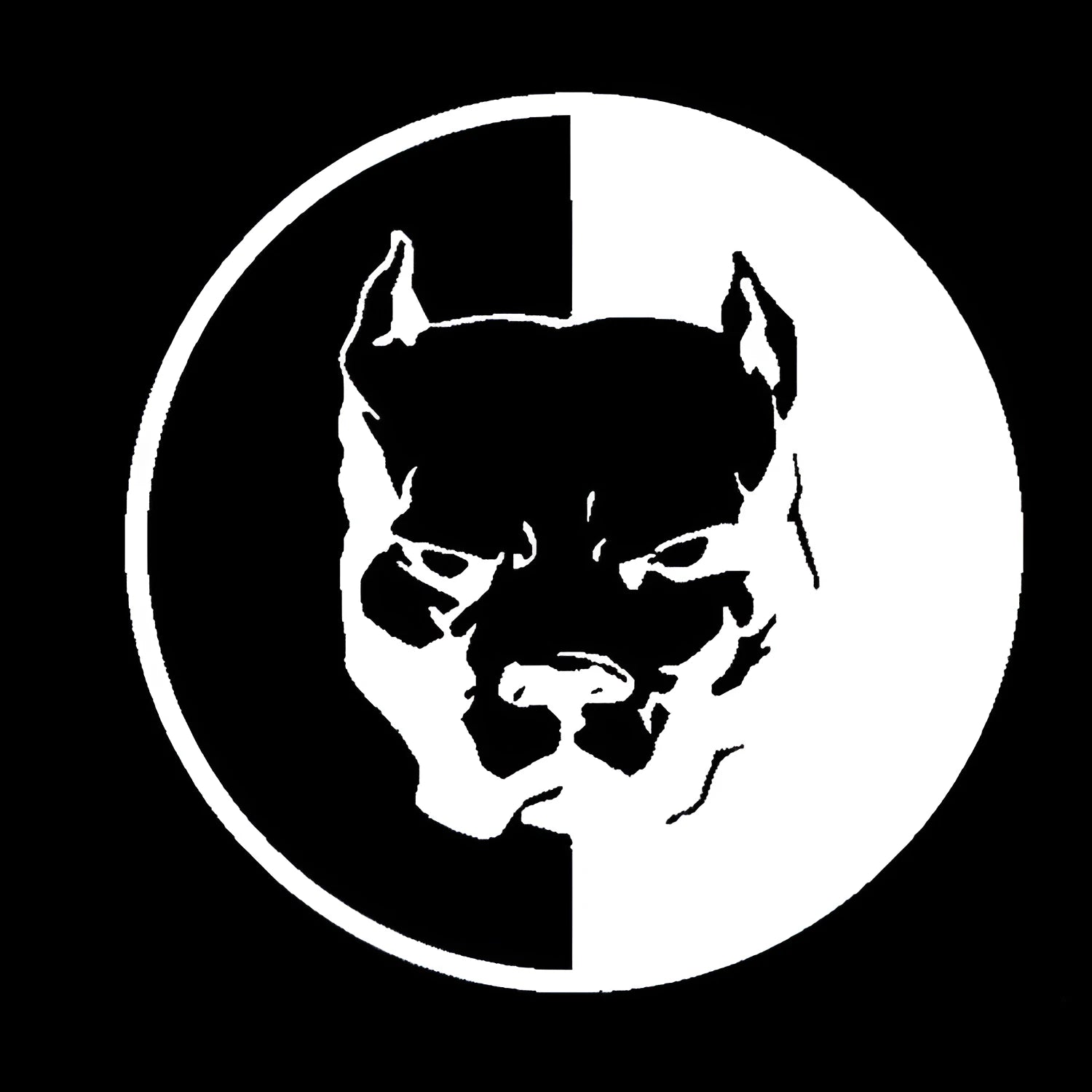 Reflective black, white, and red superhero bulldog car sticker measuring 12x12cm.