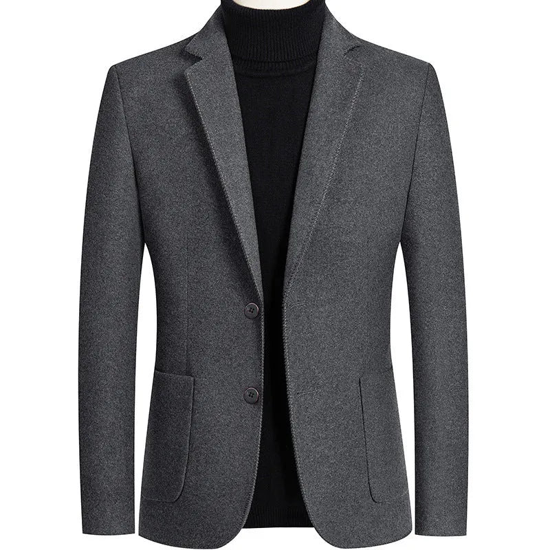 Men's slim-fit wool-blend suit jacket in grey, black, camel or houndstooth, non-iron finish, sizes M to 4XL