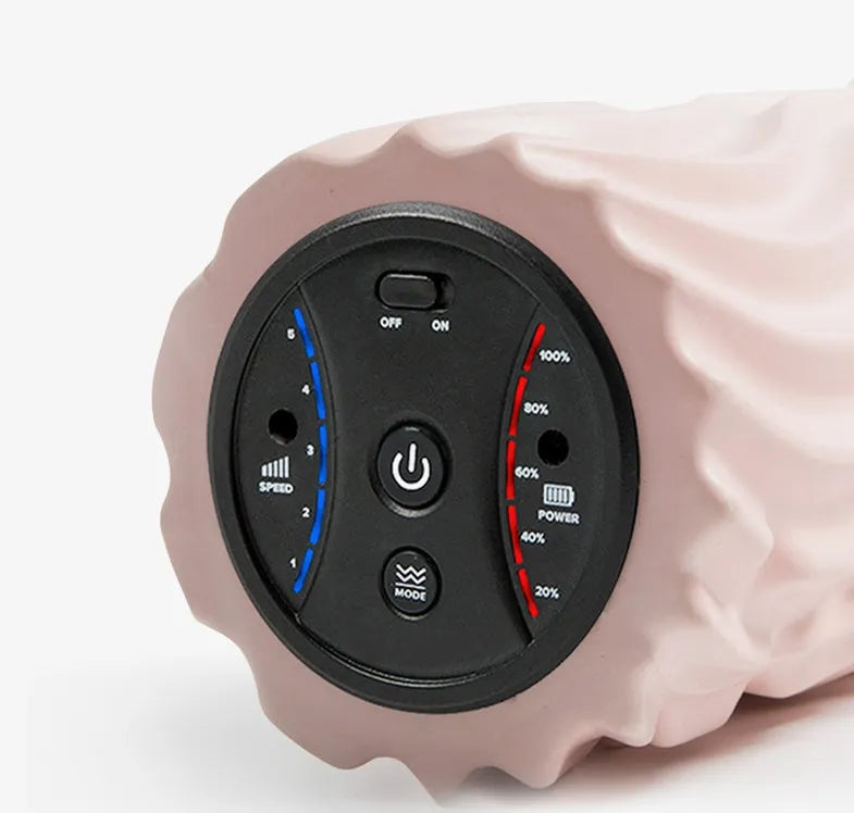 USB electric massage yoga massager in space grey with stovepipe column design and vibration buttons