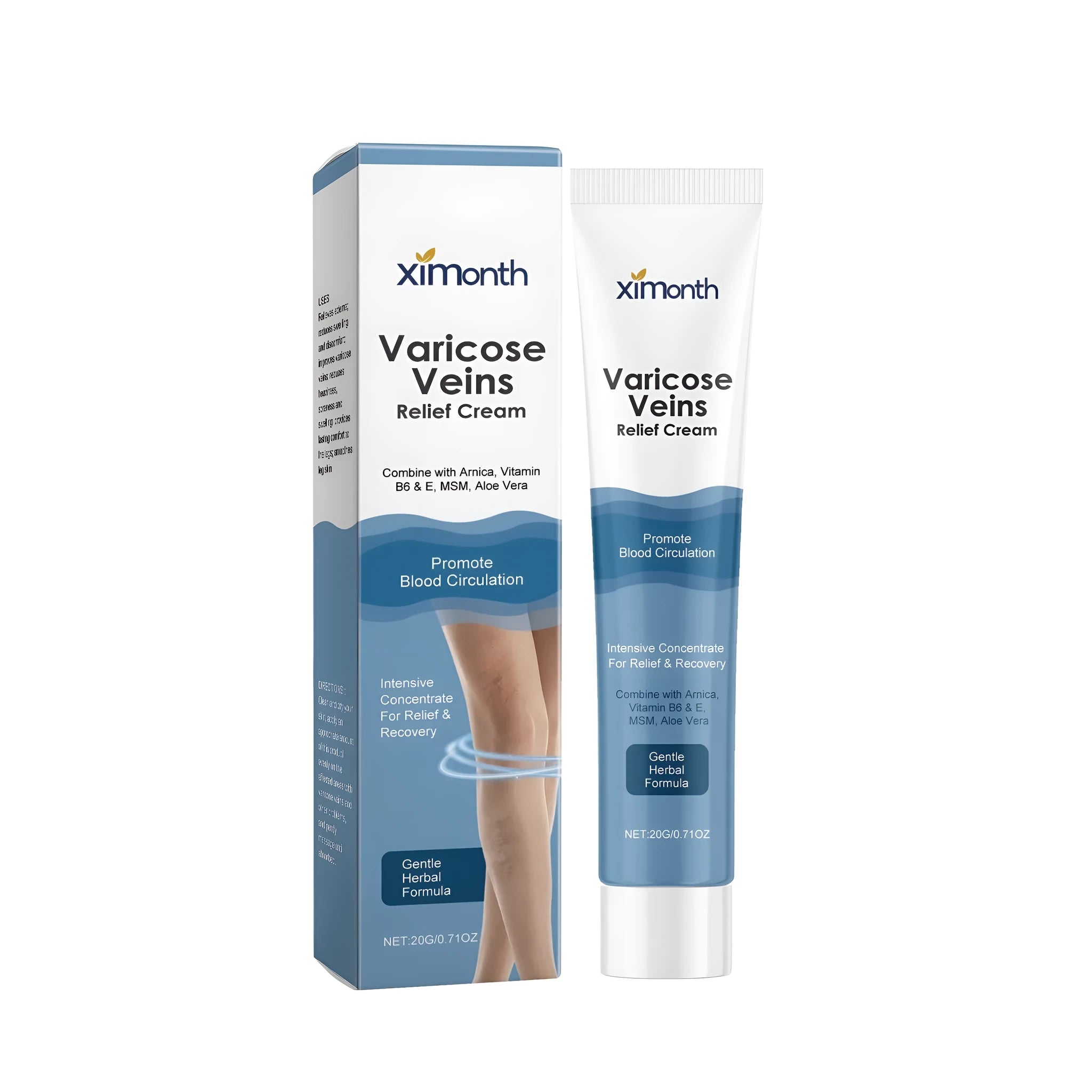 20g tube of varicose vein relief cream with arnica and vitamin E formulation