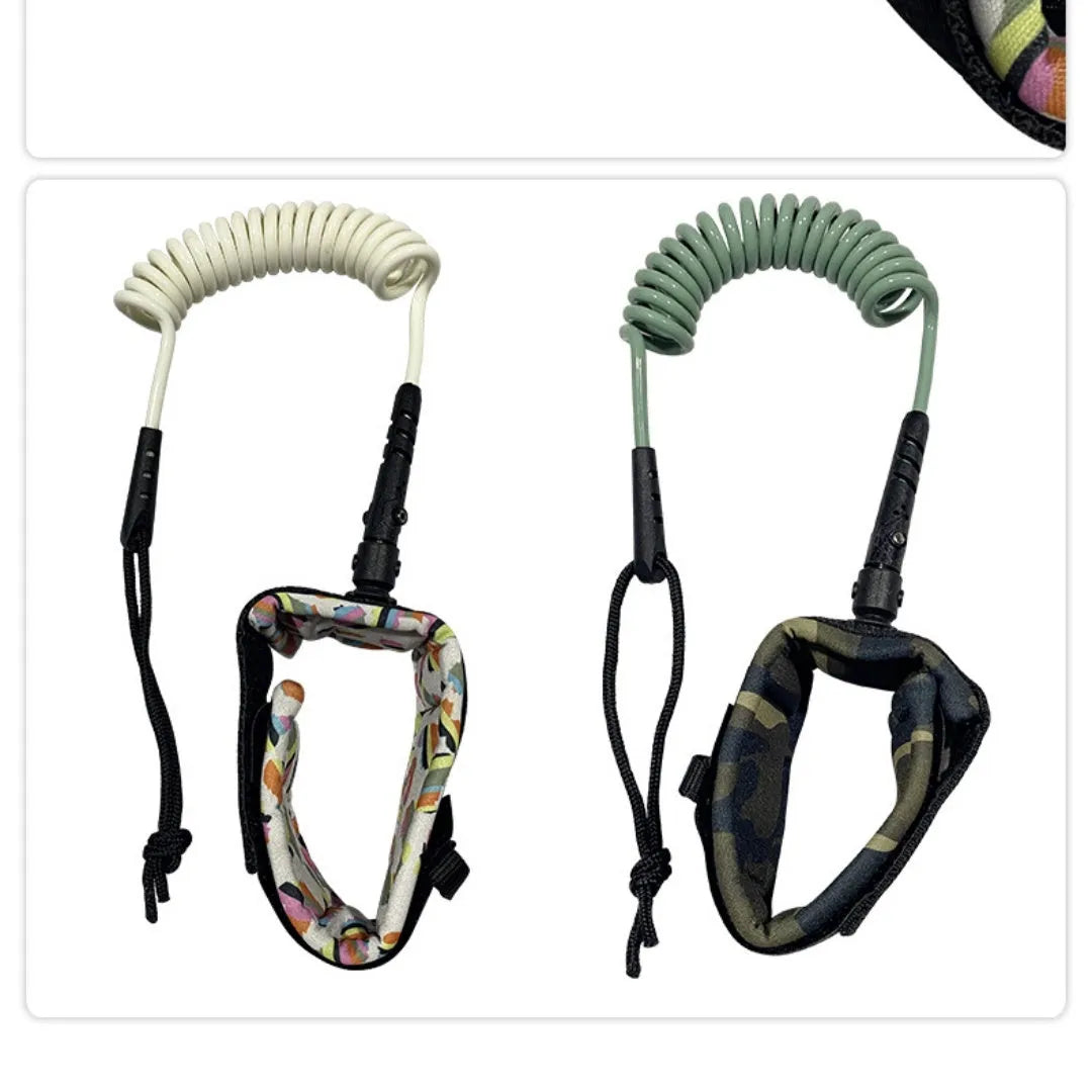 A single surfboard hand holding rope made of coiled pulp material, shown in a random colour.