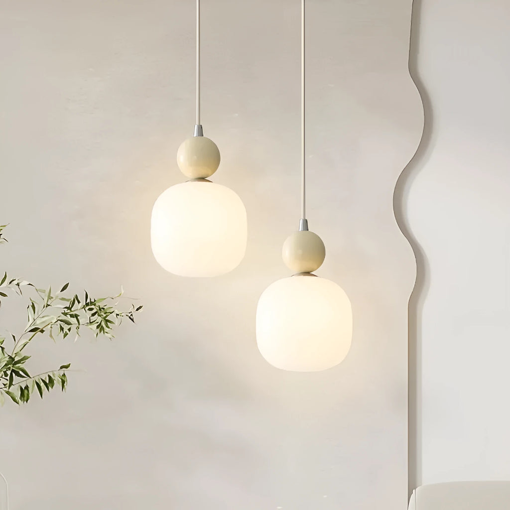 Minimalist wrought iron bedside pendant lamp with LED light for bedroom or study, available in four colours and two light styles.