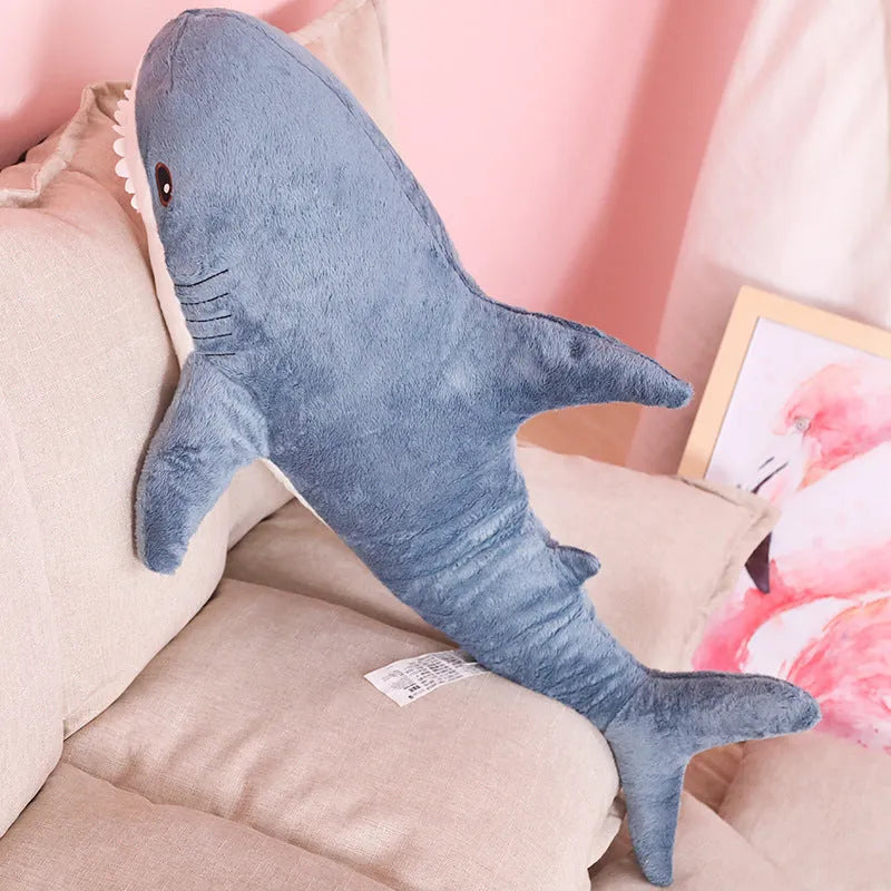 Crystal super soft shark plush pillow in shark colour, 80cm or 100cm size, with PP cotton filling