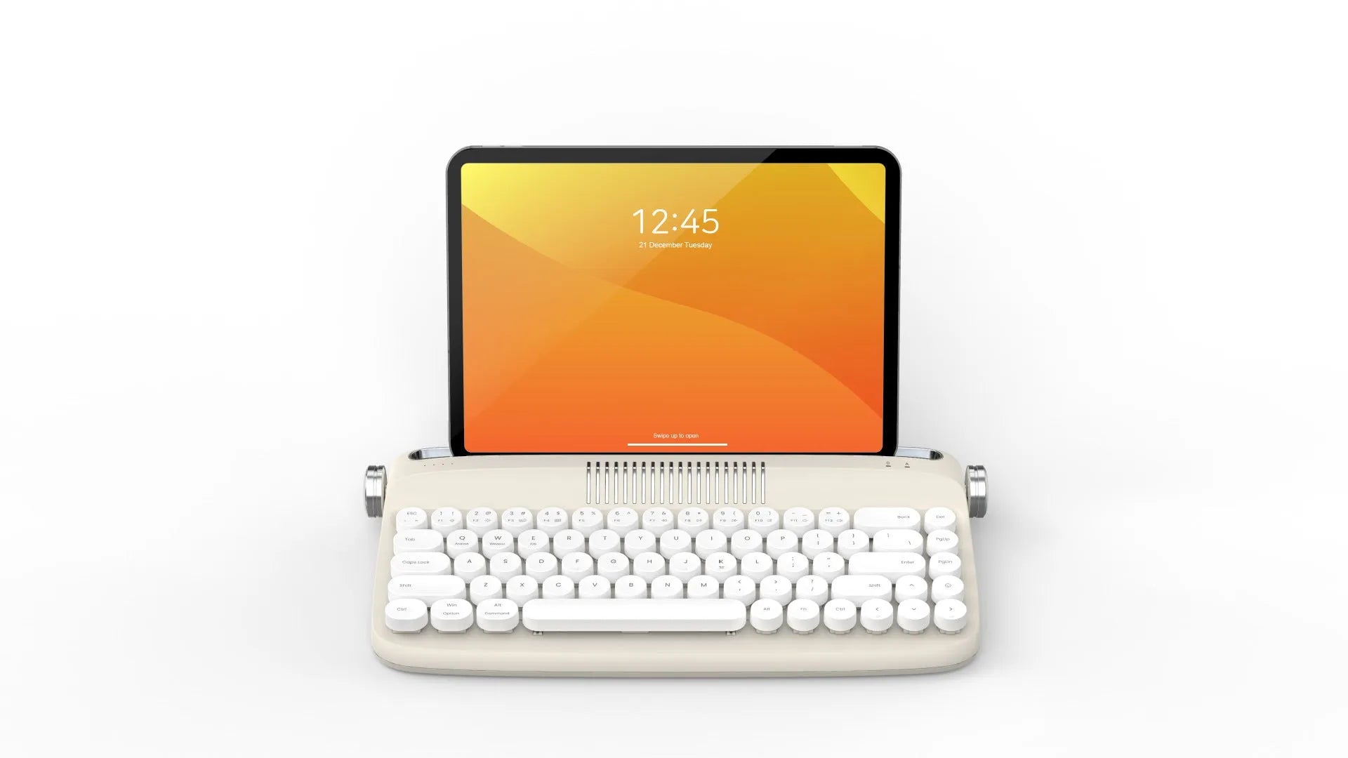 B307 Rechargeable Retro Bluetooth Wireless Keyboard with ABS Construction, Universal Compatibility, and Choose from White, Ivory Yellow, Green, Pink, or Sand Beige Colour Options