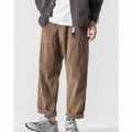 Men's loose straight tapered pants in dark grey with wide leg sports design